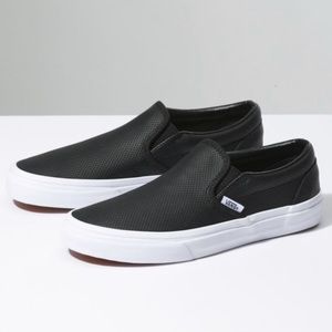 Vans Perforated Leather Slip-On in Black, sz 9 1/2